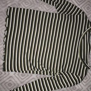 striped ruffled crop top